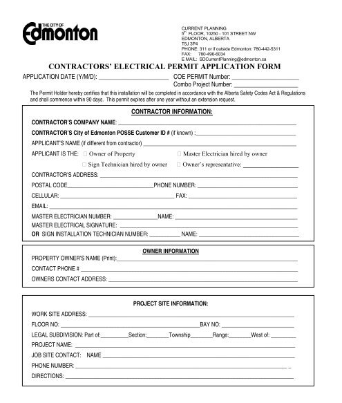 Edmonton Electrical Permit Application Image